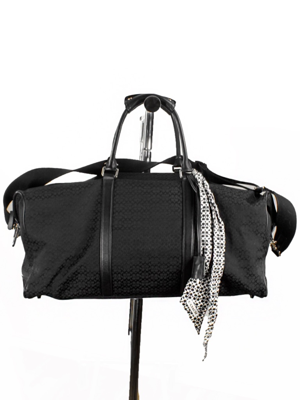 Coach Black Travel Duffel with Printed Scarf Accent